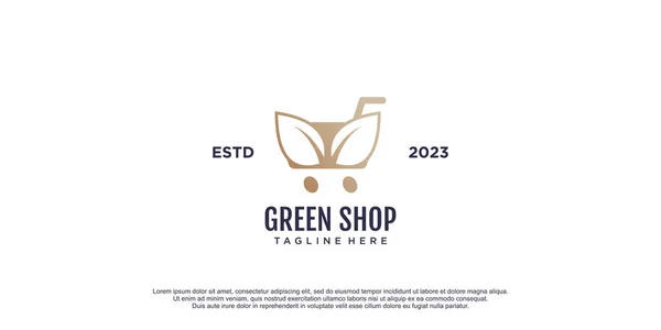 Logotipo Loja Verde Com Conceito Carrinho Ícone Design Ilustração Vetorial — Vetor de Stock