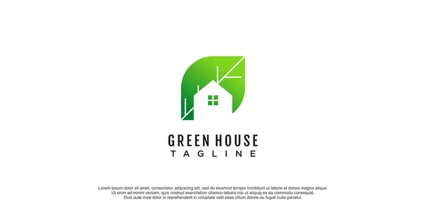 Green House Logo Mit Kreativem Konzept Premium Vektor — Stockvektor