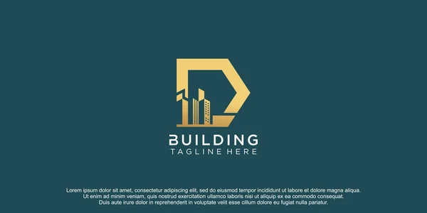 Gebäude Logo Mit Anfänglichem Konzept Design Vektor Symbol Illustration — Stockvektor