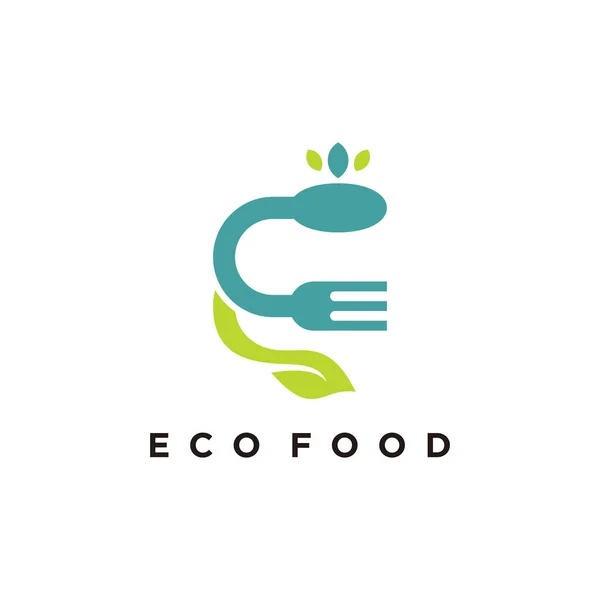 Ecofood Logo Design Mit Kreativem Einzigartigen Stil Premium Vektor — Stockvektor