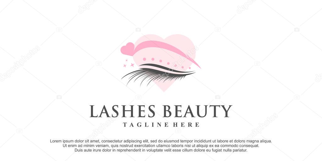 Beauty eyelash logo design for woman with creative element Premium Vector