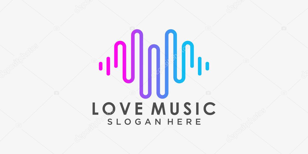 Music logo design with modern concept premium vector