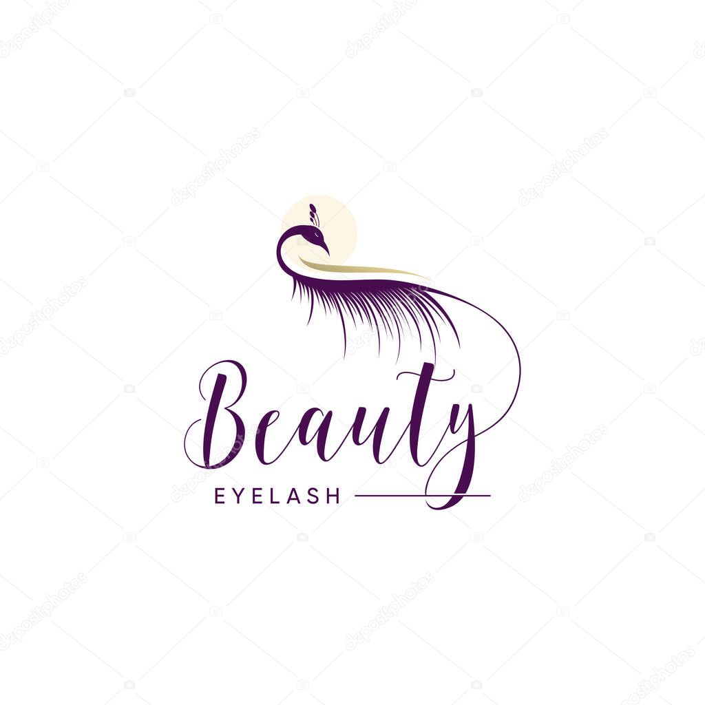 Beauty lashes logo with peacock concept creative design icon illustration