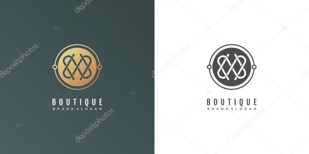 Boutique logo with creative concept design icon vector illustration