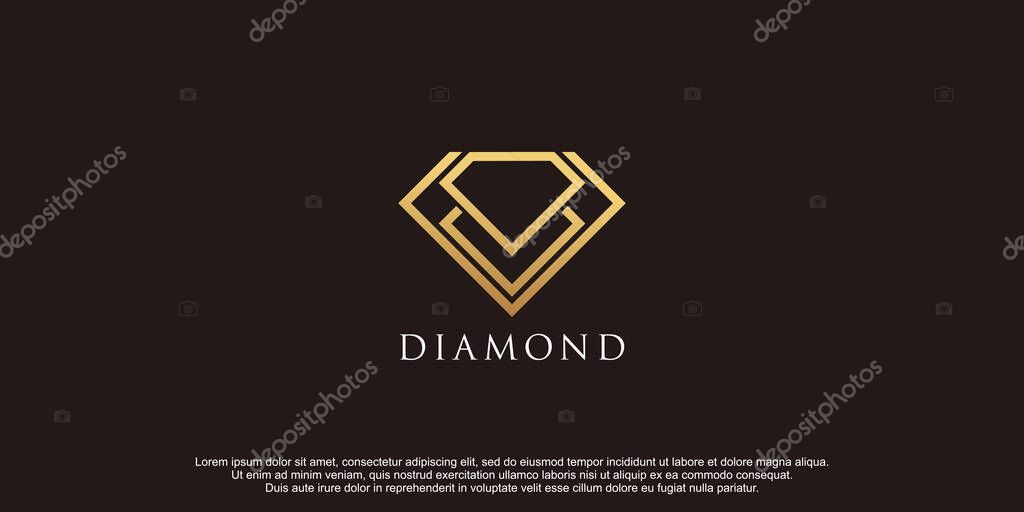 Diamond logo with creative concept design premium vector
