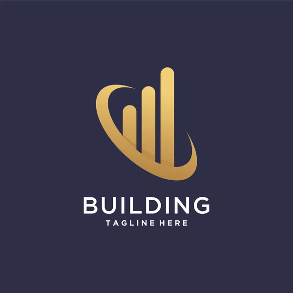 Gebäude Abstraktes Logo Golden Modern Konzept Gefälle Immobilien Premium — Stockvektor