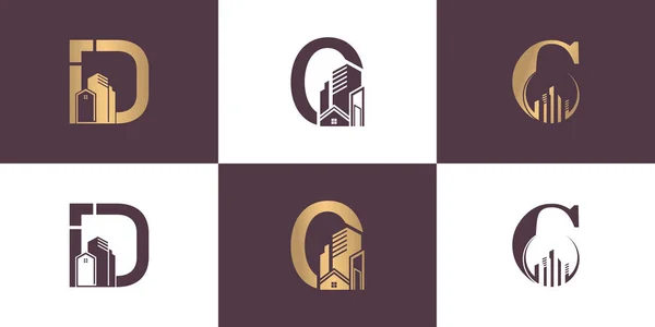 Κτίριο Λογότυπο Αρχική Ιδέα Σχεδιασμού Premiun Διάνυσμα — Διανυσματικό Αρχείο