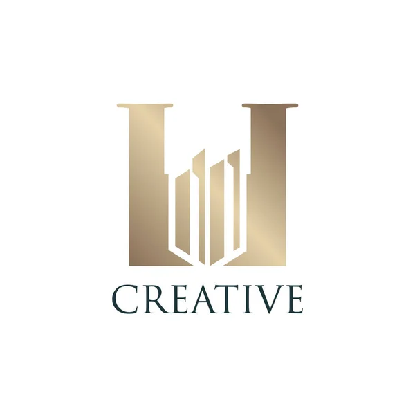 Vecteur Élément Conception Logo Lettre Bâtiment Avec Concept Moderne — Image vectorielle