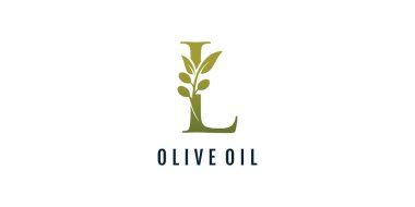 Zeytin konseptli L harfi logo tasarım element vektörü