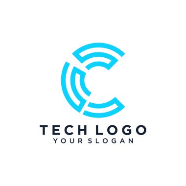 İlk C logo tasarım vektörü benzersiz fikir konseptine sahip teknisyen