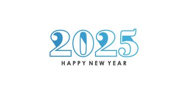 2025 Mutlu Yeni Yıl logosu tasarım vektörü. Renkli ve modaya uygun yeni yıl 2025 tasarım şablonu.