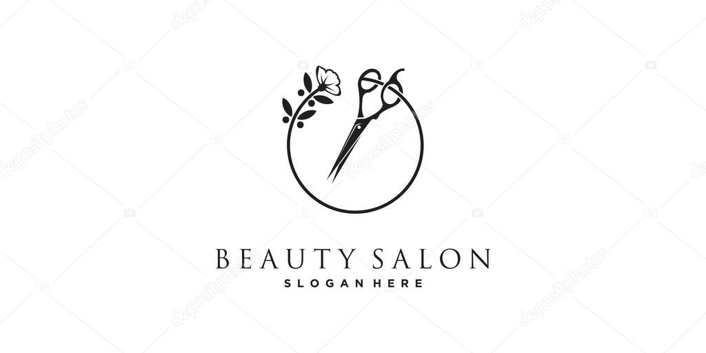 Hair cut logo design for fashion with creative concept