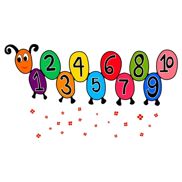Numeri Vettoriali Stile Cartone Animato Serpente Bambini Numeri Vettoriali Educazione — Vettoriale Stock