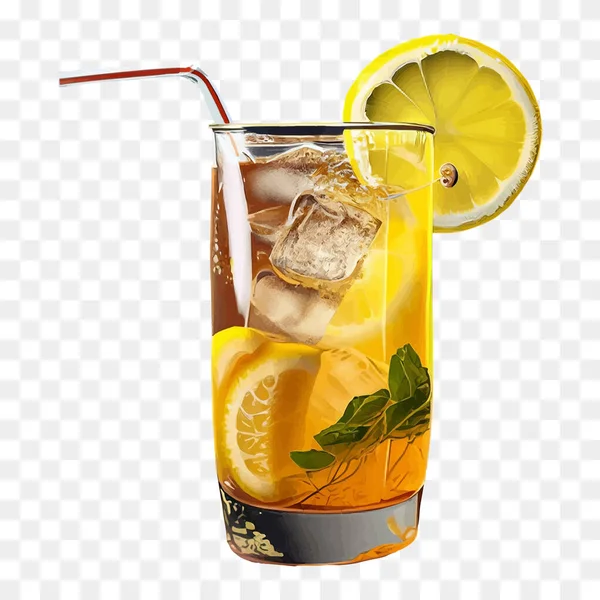 Szklanka Napoju Lemoniadowego Liśćmi Mięty Plasterkiem Limonki Przezroczystym Tle — Wektor stockowy