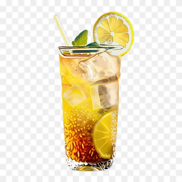 Verse Heerlijke Caipirinha Cocktail Ijsdrank Met Groene Limoen — Stockvector