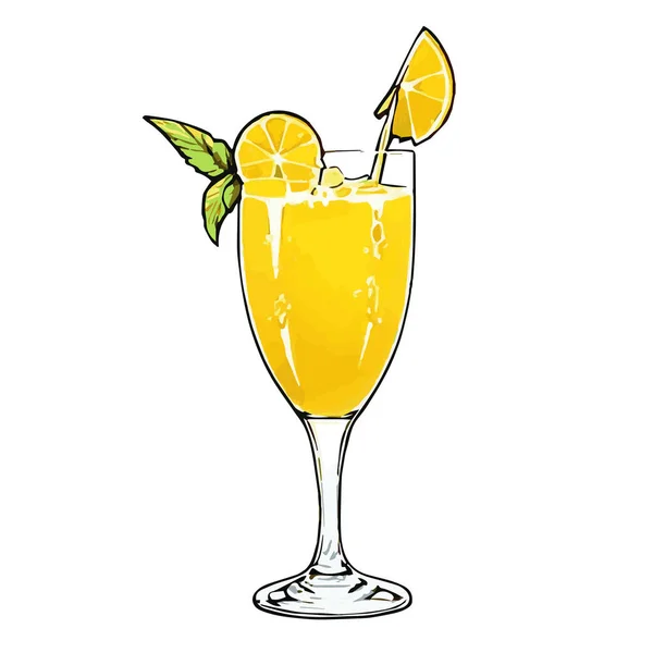 Naranja Dibujado Mano Cócteles Jugo Bebida Bar Rebanadas Naranja Vector — Vector de stock