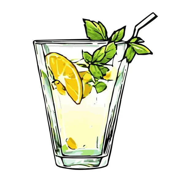 Ręcznie Rysowane Napoje Bezalkoholowe Wektor Letni Drink Ilustracja — Wektor stockowy