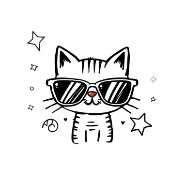 Cool Cat Wearing Sunglasses Illustration clipart