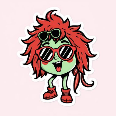 Cool cartoon character with red hair and sunglasses. Funny and vibrant illustration. clipart