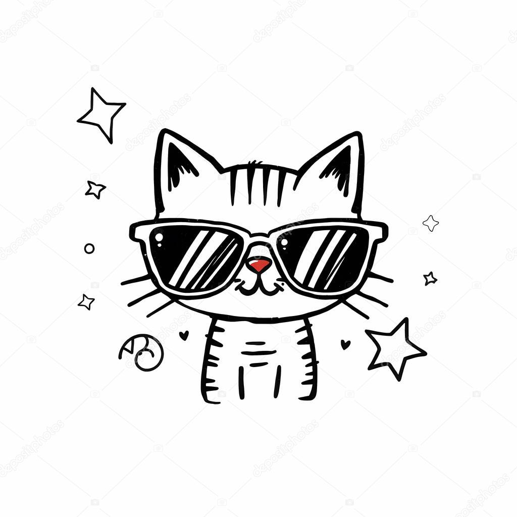 Cool Cat Wearing Sunglasses Illustration