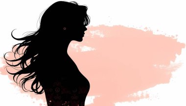 Silhouette of Woman with Flowing Hair clipart