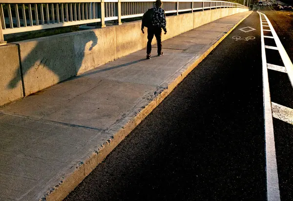 Persona Caminando Atardecer Toronto Canadá —  Fotos de Stock