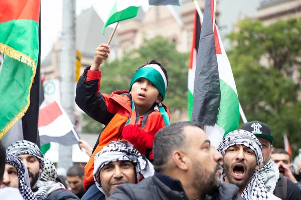 stock image Toronto Ontario Canada 10 09 2023 Palestinian people protesting the War in Gaza against Israelis at a rally in Toronto Ontario Canada 