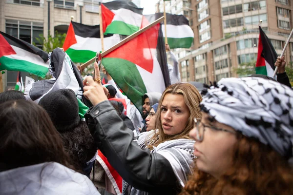 stock image Toronto Ontario Canada 10 09 2023 Palestinian people protesting the War in Gaza against Israelis at a rally in Toronto Ontario Canada 