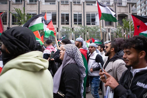 stock image Toronto Ontario Canada 10 09 2023 Palestinian people protesting the War in Gaza against Israelis at a rally in Toronto Ontario Canada 