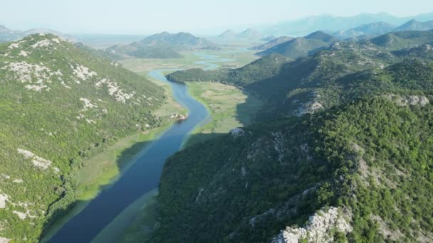 River Crnojevica Karadağ 2023 Yazı Kuş Bakışı Bir Drondan Alınan — Stok video