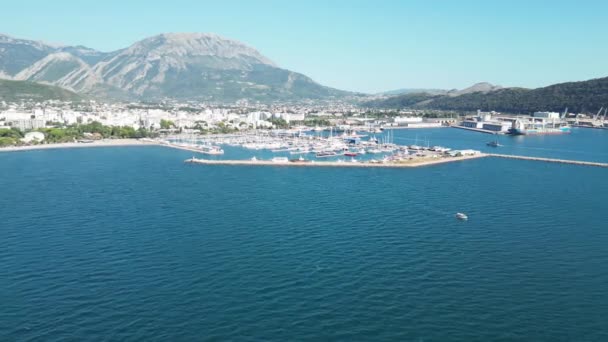 Montenegro Bar Marina Verano 2023 Vista Superior Hermosa Ciudad Bar — Vídeo de stock