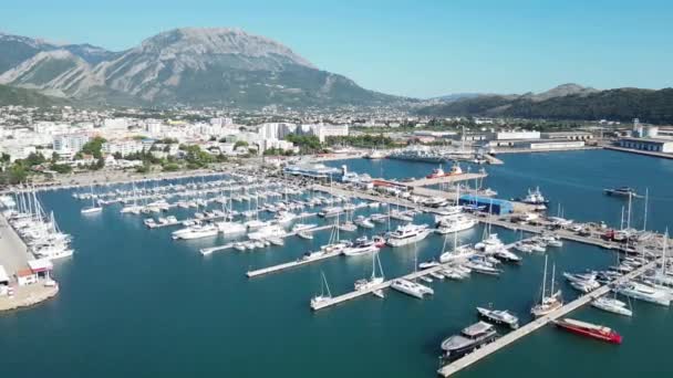 Montenegro Bar Marina Zomer 2023 Top Uitzicht Prachtige Stad Bar — Stockvideo