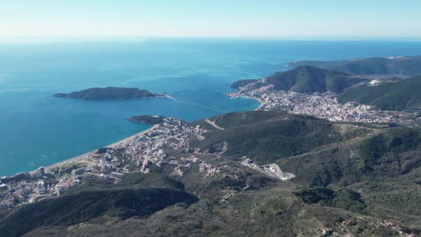 Μπούντβα Μαυροβούνιο Εκπληκτική Θέα Από Ύψη Των Βουνών Μέχρι Την — Αρχείο Βίντεο