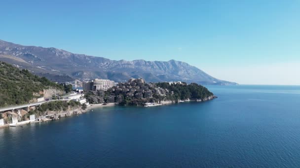 Jedno Najpiękniejszych Miejsc Nad Adriatykiem Niesamowite Góry Czysta Błękitna Woda — Wideo stockowe