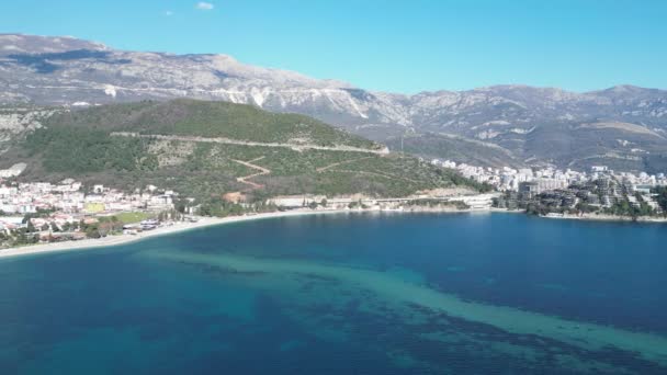Jedno Najpiękniejszych Miejsc Nad Adriatykiem Niesamowite Góry Czysta Błękitna Woda — Wideo stockowe