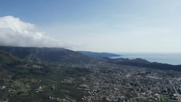 Luftfoto Byen Adriaterhavskysten Smuk Udsigt Lille Ved Havet – Stock-video