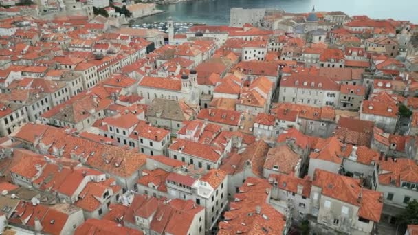 Tarihsel Olarak Değerli Eski Dubrovnik Kasabası Nanılmaz Fayanslı Binalar Eski — Stok video