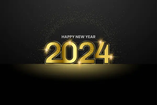 Mutlu yıllar 2024. Yeni yılın kutlu olsun. 2024 altın renkli tipografi.