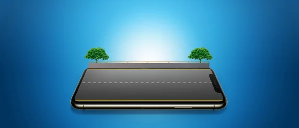 Haritayı cep telefonuna aktar ve al. Yaratıcı manipülasyon. Mobil taşımacılık ve lojistik konsepti. Mobil Model Model Sunumu. Ürün ihraç etmek için mobil üzerinde yol. 