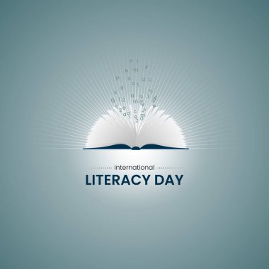 Uluslararası Edebiyat Günü. Eğitim günü konsepti. dünya okur yazarlık günü vektör illüstrasyonu.