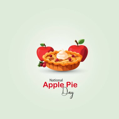 Ulusal Elmalı Turta Günü vektörü. Elma ikon vektörlü tatlı turta. Krem şantili kek. Ulusal elmalı turta günü kutlaması.
