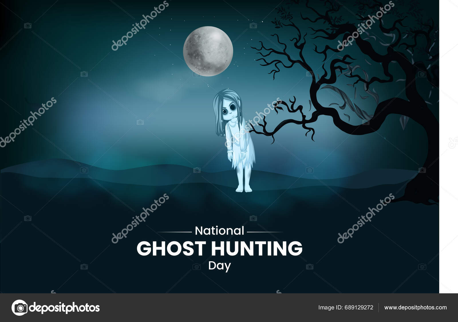 National Ghost Hunting Day Ghost Hunting Concept Stock Vector by