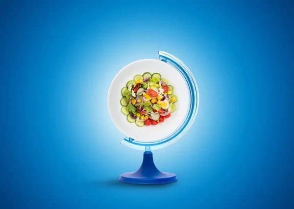 world food day. food day creative concept. Globe stand food.  vegetarian day. pizza vector illustration