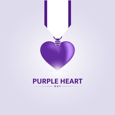 Mor Kalp Günü. Mor Kalp Günü Vektör İllüstrasyonu. Purple Heart Day yaratıcı konsepti.