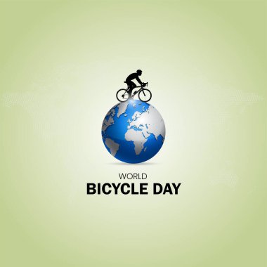 Dünya Bisiklet Günü. Bisiklet ve Dünya Çevre Günü konsepti. Dünya bisiklet günü sosyal medya post tasarımı, afiş, poster tasarımı