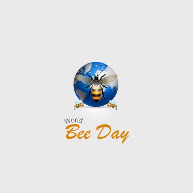 Dünya Arı Günü. Arı günü afişi. World Bee Day yaratıcı tema vektörü. Vektör küre. Vektör küre çizimi. vektör bulutu