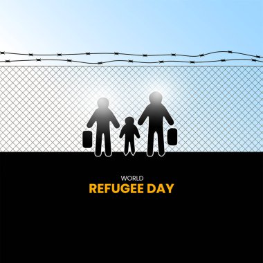 Dünya Mülteci Günü. Mülteci günü sosyal medya yaratıcı, afiş, poster, kartpostal vs..