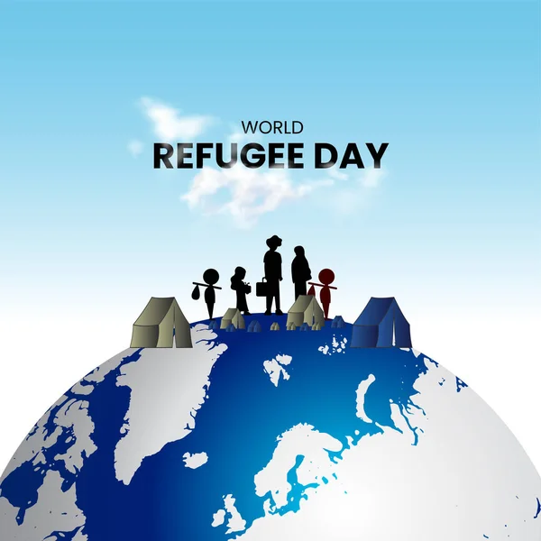 stock vector World Refugee Day. Refugee day social media creative, banner, poster, postcard etc.