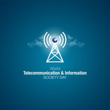 Dünya telekomünikasyon ve bilgi toplumu günü. Mobil ya da internet ağ vektör çizimi. dünya telekomünikasyon ve bilgi toplumu günü bayrak tasarımı, selamlar, poster.
