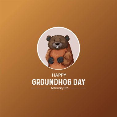 Happy Groundhog Day design with cute groundhog.  clipart